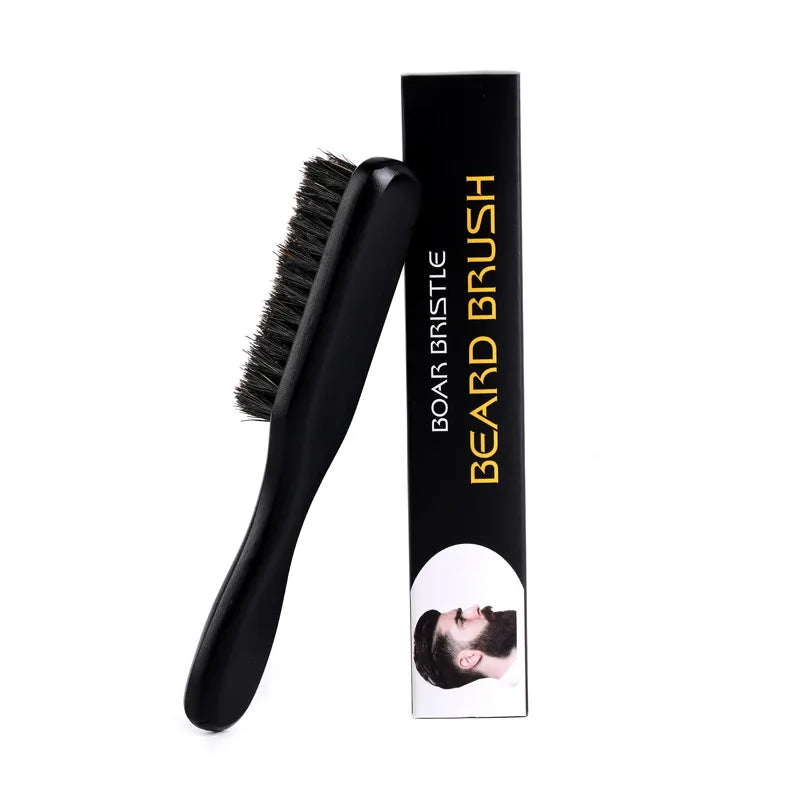 Pince à barbe noire avec une brosse à poils de sanglier, vue verticalement.