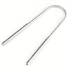Stainless steel U-shaped tongue scraper with a handle and scraping end.