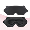 Ein Paar schwarze 3D-konturierte Schlaf-Augenmasken, gezeigt aus oben und vorne.