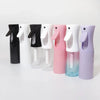 A row of ten 200ml continuous fine mist spray bottles for hair and wigs in various pastel colors.