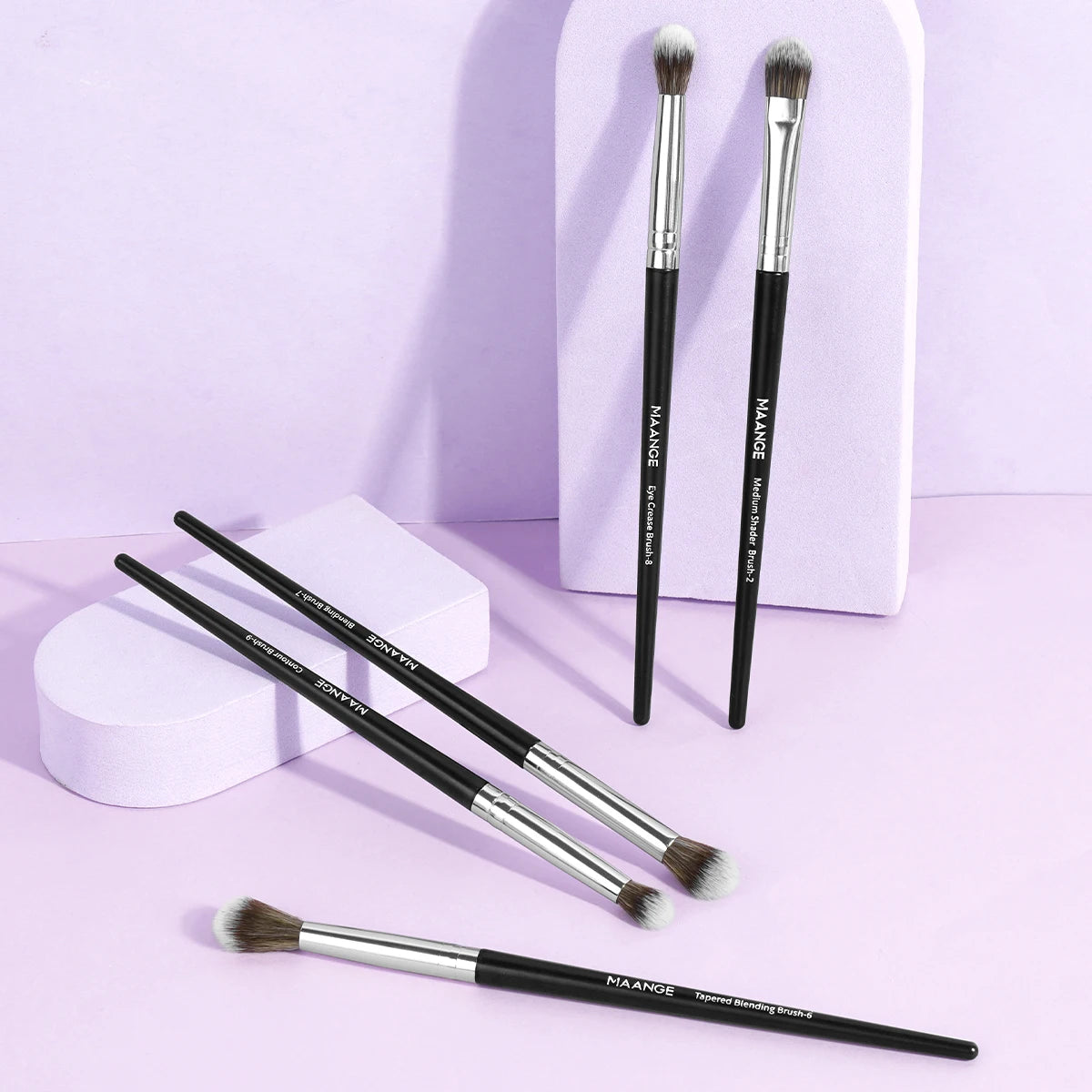 A set of Maange precision makeup brushes displayed on a white background.