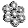 A set of five precision electric razor blades for shaver replacements, silver color.