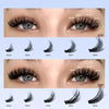 A set of DIY lash extensions showing various lengths from 10mm to 16mm on an eye model.