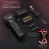 A set of Mark electric hair trimmer accessories including blades, nets, and power cords displayed on a dark surface.