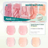 Una caja de uñas postizas nude naturales con cinco tonos de rosa y melocotón.