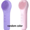 A purple electric facial cleansing brush and a pink version are shown side by side.