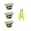 A set of precision replacement blades for electric trimmers, shown in black and neon yellow.
