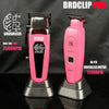 Pink BRD Clipro brushless motor hair trimmer DK-078 with a black guard and silver base.