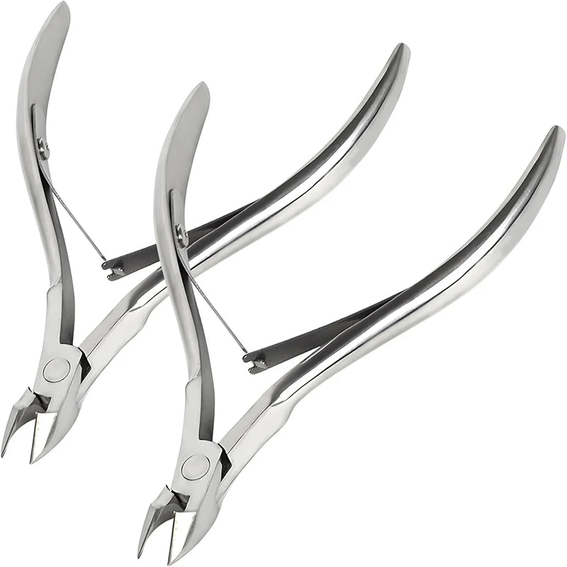 A pair of professional stainless steel cuticle nail nippers.