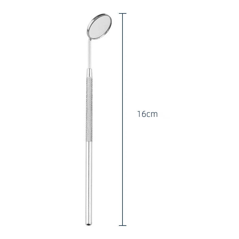 A stainless steel dental cleaning tool with a long handle and a small, round cleaning head.