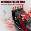 Adjustable blade head of a professional rechargeable hair clipper trimmer showing various blade lengths.