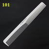 A white anti-static professional hair cutting comb with parallel teeth shown diagonally against a dark background.
