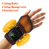 A hand is shown using a dual airbag ankle foot massager device on the wrist.