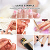 Hands demonstrate the usage of multifunctional orange wood sticks for nail art application.