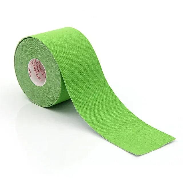 Roll of bright lime green kinesiology tape for wrinkle reduction