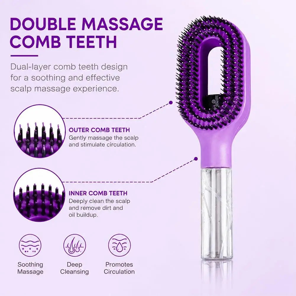 Purple double massage comb teeth tool for scalp massage and circulation