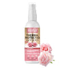 A bottle of Goiple Thermal Protection spray for hair care with a white pump and pink rose illustration.