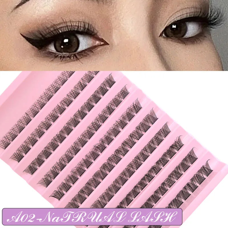 Un plateau en plastique rose d'extensions de cils naturels individuels pour bricolage.