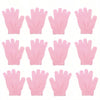Un ensemble de gants exfoliants pour le corps, tricotés pour les mains, de couleur rose.