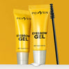 Yellow tube of Peicen Eyebrow Gel with a black brush next to it.