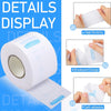 Roll of white self-adhesive dressing material showing details like high stretch, breakpoint design, and self-adhesive feature