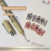 A set of fine line nail painting graffiti pens with various tip diameters shown on a piece of paper.