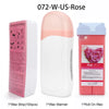 A set of professional waxing products including a wax warmer, a roll-on, and depilatory paper in pink packaging.