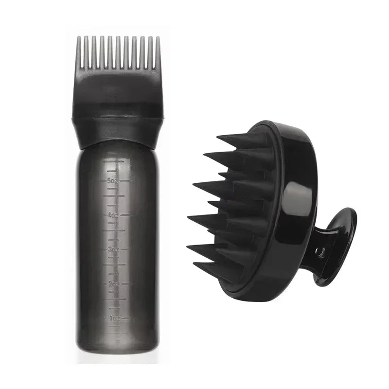 Peigne applicateur de teinture capillaire silicone noir professionnel à dents fines.