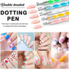 Un juego de rotuladores de puntillado dobles para crear diseños y decoraciones de uñas.