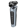 A silver 9-in-1 electric shaver and trimmer with a textured head and control buttons.