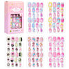 Colección de 120 uñas postizas prensables en varios colores y diseños para niños.