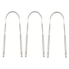 Stainless steel U-shaped tongue scraper with long handles