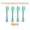 Four replacement brush heads for an Ocean electric toothbrush are shown.