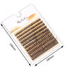 A package of DIY fan-shaped mink cluster eyelashes with a 10D to 80D range shown on a clear plastic card.