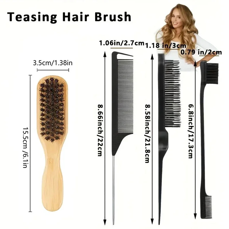 Set aus Holz- und schwarzen locken-fördernden Haarbürsten zum Styling lockigem Haar.