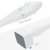A white adjustable microneedle set with a needle guide and a textured tip, showing the needle coming out.