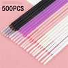 A collection of 500 disposable micro brushes for eyelash extensions in various shades of black, purple, pink, and white.