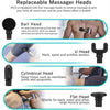 Eine Sammlung von vier austauschbaren Massageköpfen für eine portable Tiefenmassagepistole, darunter Kugeln und U-förmige, zy