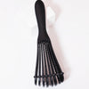A black adjustable detangling hair brush with multiple fine bristles shown against a white background.