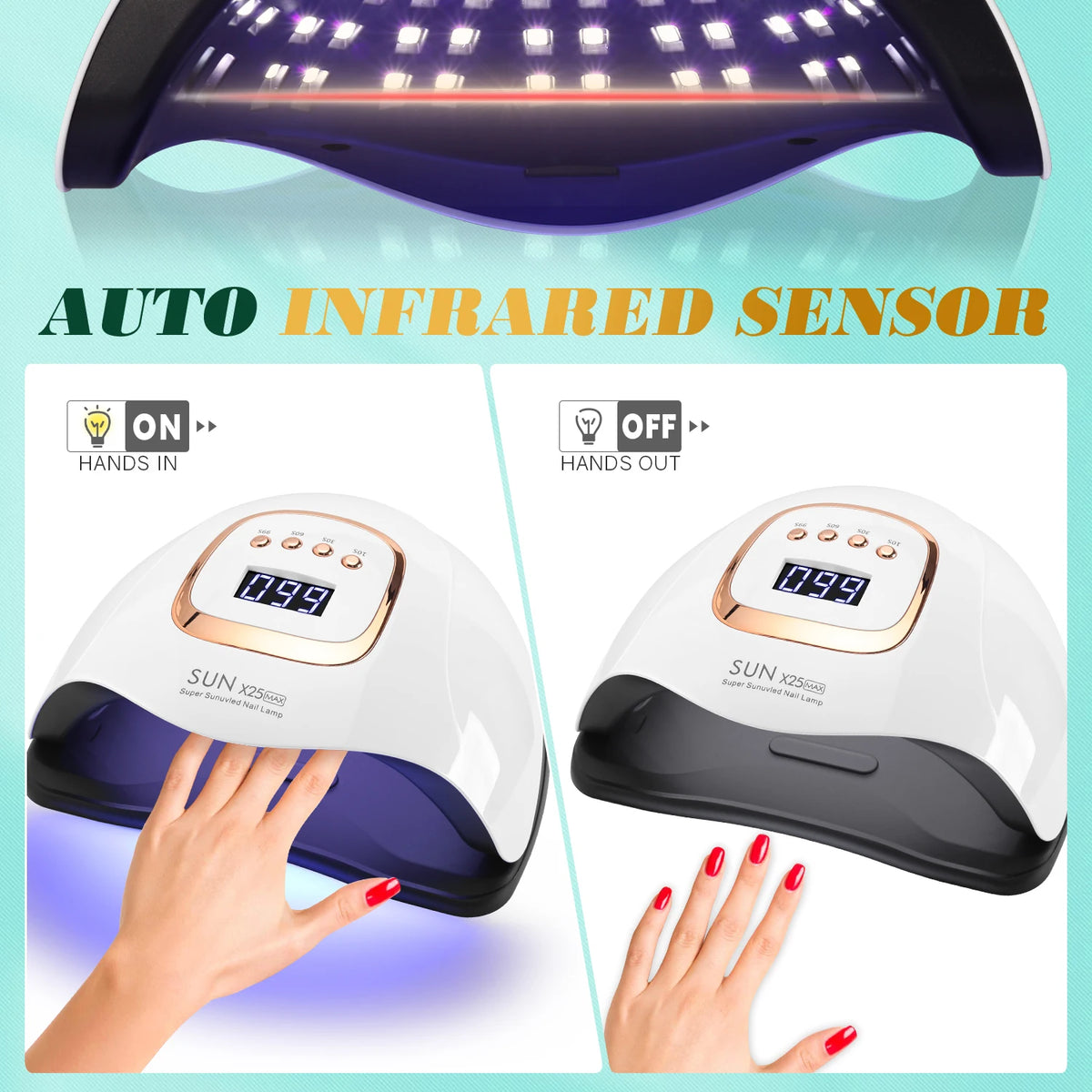 Weiß-schwarzer Auto-Infrarotsensor für Nagellampe zur Gellack-Aushärtung unter UV-Licht.