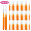 A set of 50 mini brow and eyelash combs in orange color arranged in rows.