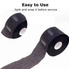 Roll of disposable black neck paper for salon procedures, shown split and snapped.