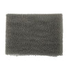 A gray reusable exfoliating bath sponge washcloth with a mesh texture.