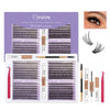 A kit for DIY soft volume eyelash cluster extensions including lash remover and tools.