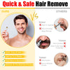 Comparison chart showing quick and safe hair removal methods like scissor, trimmer, and tweezers versus a product.