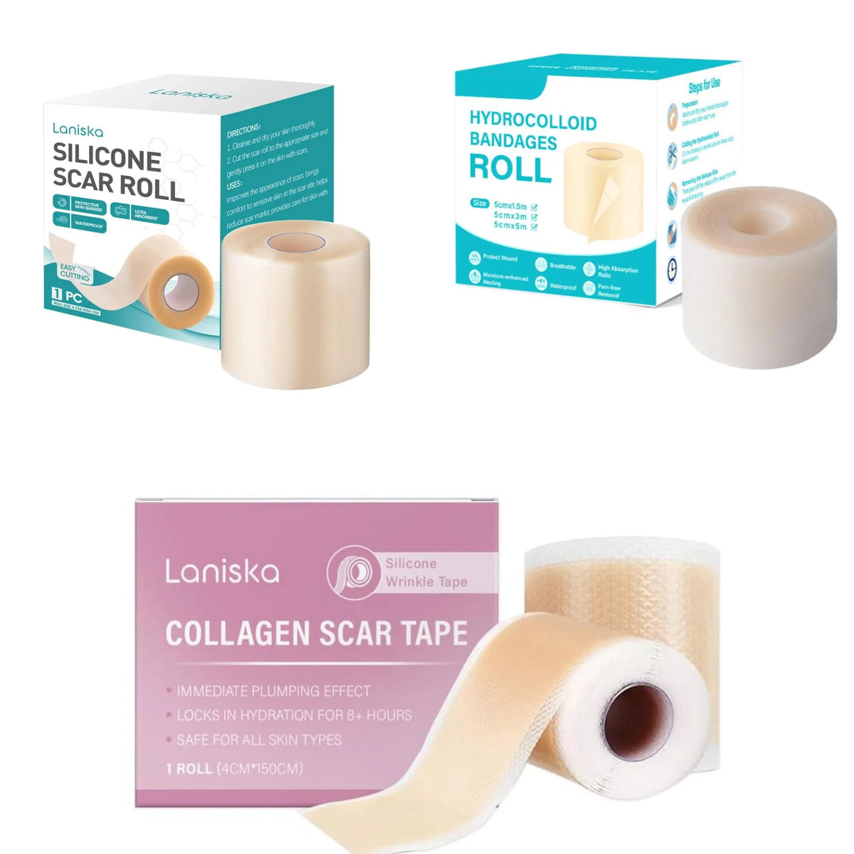 Box and roll of Hydrocolloid Bandages for wound dressing
