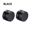 A pair of black crystal magnetic stud earrings for men.