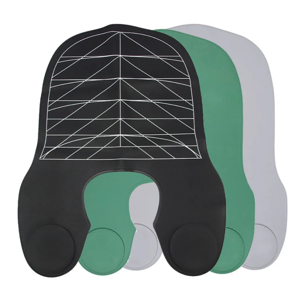 Reusable silicone hair dyeing cape and cutting collar in black, green, and white.