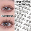 Diagramme montrant l'apparence d'un livre de cils à faux-cils de tournesol paresseux avec des styles de cils doux et naturels