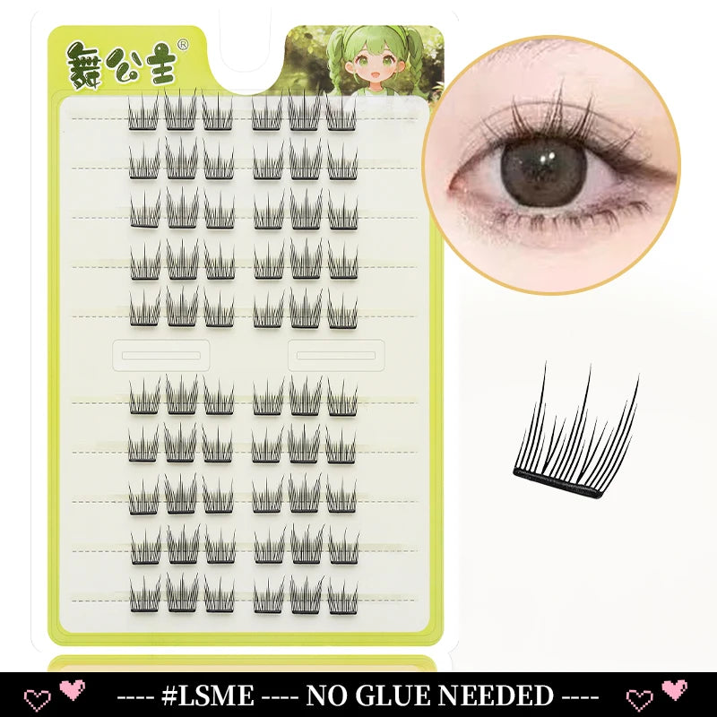 A guide showing various styles of eyelash extensions for application.